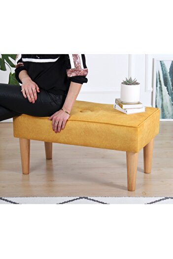 Lorencehome Square Bench Puf Sarı