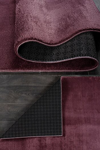 ELVİRAHOME Relax Plum Corridor Entrance Hall Room Carpet Cutting Washable Non-Slip Plush Soft Runner