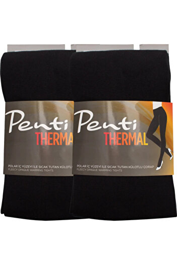 Penti Thermal Women's Black 2-Piece Fleece Inside Winter Flexible Pantyhose