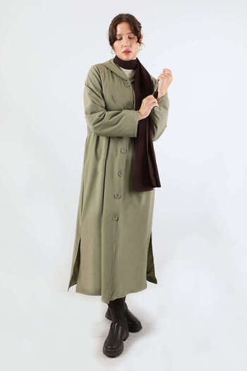 ZÜLAYS Hooded Long Trench Khaki