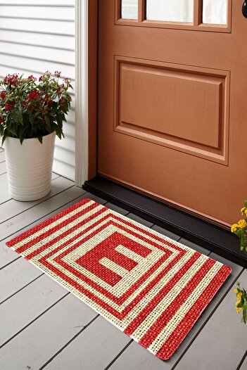 Vagonik Jute Detailed PVC Based Thick Door Mat with Pharmacy Logo 45x75