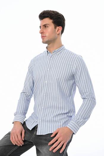 Piola Club Оксфордська смугаста сорочка Slim Fit для чоловіків