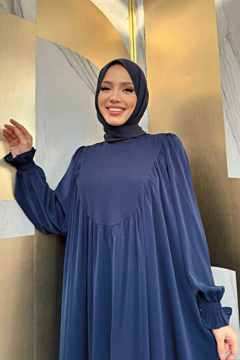 Bym Fashion Bym4 büzgülü elbise Lacivert