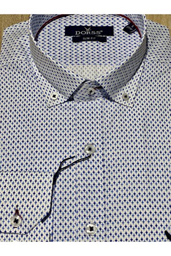 Dorss Довгорукавна сорочка Slim Fit з мікровізерунком з бавовни для чоловіків