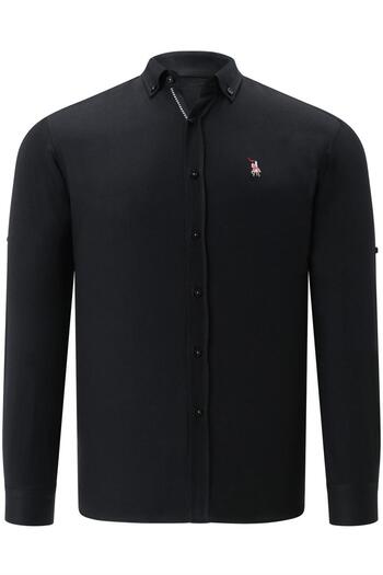 Dewberry SET OF FOUR G674 DEWBERRY MEN'S SHIRT-BLACK-WHITE-DARK BLUE-LIGHT BLUE