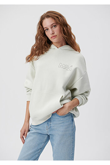 Mavi Logo Printed Hooded Gray Sweatshirt 1611604-70142