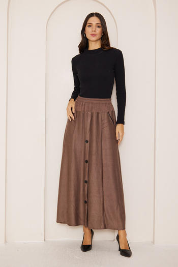 comstar Thick Button Detailed Winter Long Ecrin Skirt, Long Skirt, Hijab Skirt, Winter Skirt, Skirt