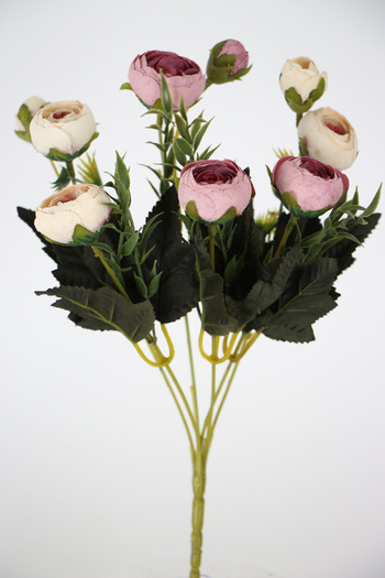 Yapay Çiçek Deposu Artificial Flower Pastel Peony Rose Bunch 30cm Cream-Pink