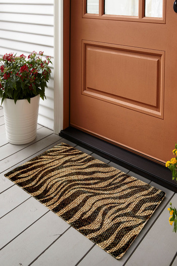 Vagonik Zebra Patterned Jute Detailed PVC Based Thick Door Mat