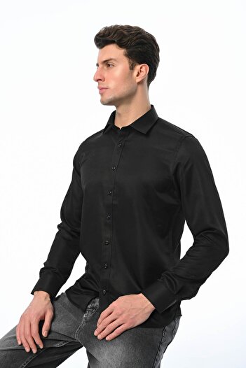Piola Club Cămașă pentru bărbați din satin de bumbac slim fit
