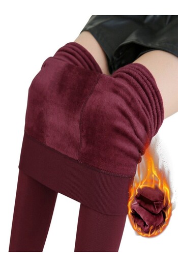 MİSTİRİK Ravena Model Thermal Pantyhose with Plush Inside Wool Warm Burgundy Color