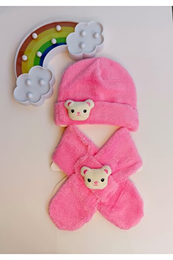 Bilge Trend Welsoft Plush Girl Boy Baby Kids Scarf Camisole and Beanie Set
