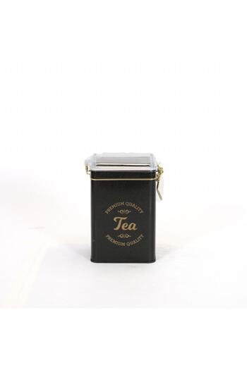 EVLE Ef043-l0 Sn_tea Black Patterned Rectangular Metal Storage Container 8x10 Cm