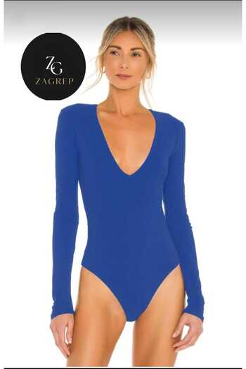 Zagrep Women's Body Saks Blue V-Neck Imported Zagrep Jersey Fabric Double Layer No Inner Display Body