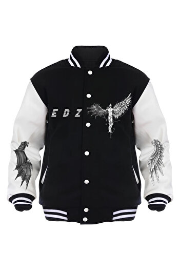 Edizen Heaven Or Hell Μπροστινό Πίσω Τυπωμένο 2024 Oversize Premium College Jacket 100% βαμβάκι