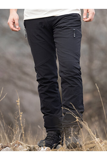 Huğlu 5 Cepli Fermuarlı Siyah Yazlık Outdoor Pantolon