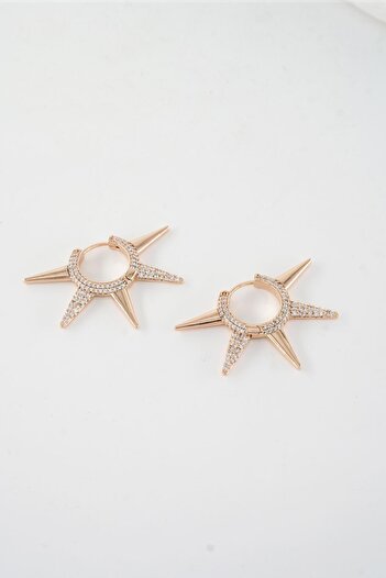 By Zeyna Aksesuar Rose Gold Vip Earring Set - Women's Xuping