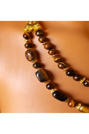 Asteria Elite Tiger Eye 2 Row Focus and Evil Eye Protection Necklace Bracelet Set