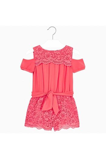 MAYORAL Girl's Lace Coral Jumpsuit