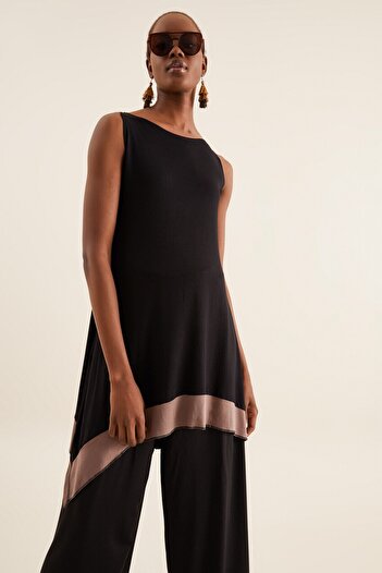 Quincey Women's Black Asymmetrical Tunic