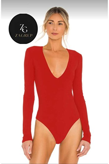 Zagrep Red V-Neck Silk Jersey Body - Double Layer and No Lining