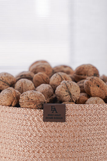ERSU AHAT HOME DESİGN Jute Wicker Basket with Lid, Hand Woven, Multi-Purpose Basket, Bathroom and Kitchen Organizer 25x15