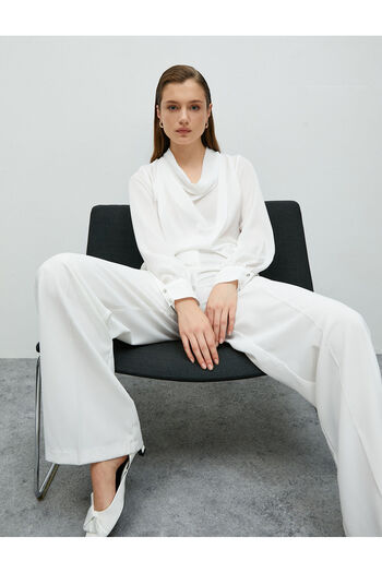 Koton Chiffon Blouse Scoop Neck Balloon Sleeve