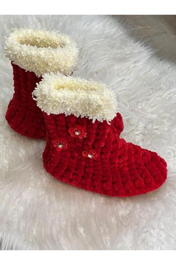 Gönülden Tasarım VELVET FELT SOLE POMPOM HOUSE BOOTS HOME SHOES