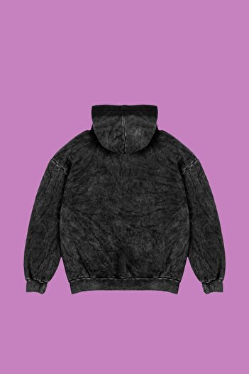 Sekizbiraltı Μαύρο Illusion Printed Oversize Unisex Hoodie