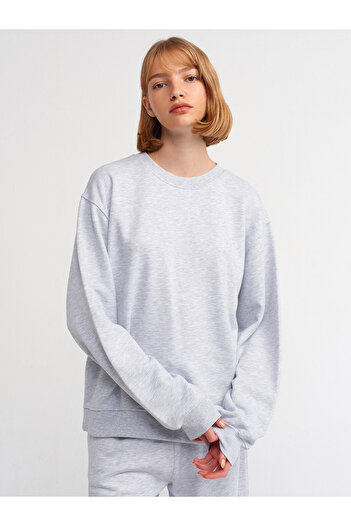 Dilvin 40146 Hanorac cu gât crew-Grey Melange