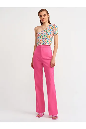 Dilvin 70337 Flare Trousers-pink