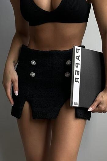 vuvutasarım Black Buttoned Women's Shorts Skirt - 12553