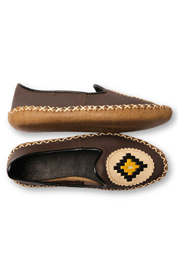 Atlas Handmade Shoes El Yapımı Hakiki Deri Çarık Model Kadın Kahverengi Ayakkabı / Yemeni Ayakkabı / Babet