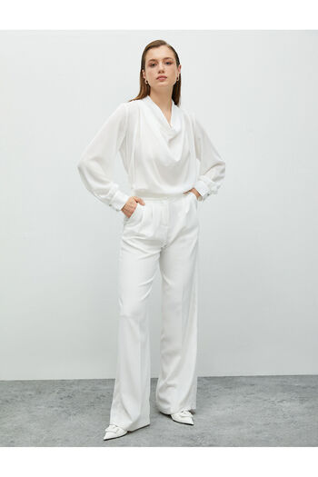 Koton Chiffon Blouse Scoop Neck Balloon Sleeve