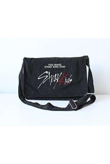 DEEFWEAR Straykids Printed Vintage Unisex Denim Messenger Bag