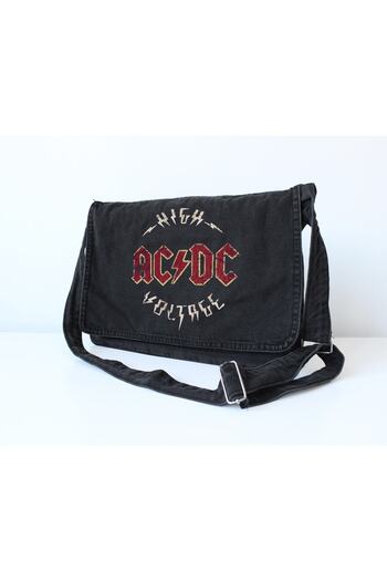 DEEFWEAR Ac Dc Printed Vintage Unisex Denim Messenger Bag