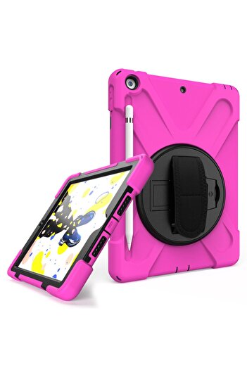 MOBAX Apple Ipad 5 Nesil 9.7 2017 Kılıf Defender Askılı Zırhlı Tank Case A1822 A1823 Pembe