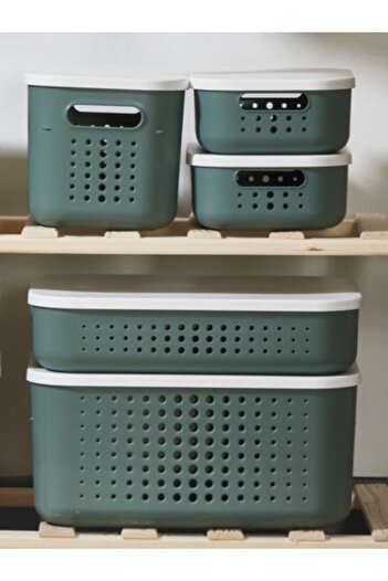Bayev Green Bubble Closet Organizer - Σετ 5 τεμαχίων, καλάθι αποθήκευσης με καπάκι και οργάνωση ρούχων