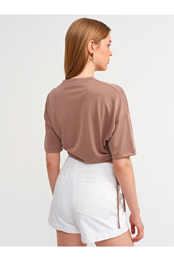 Dilvin 3790 T-shirt with side laces-mink