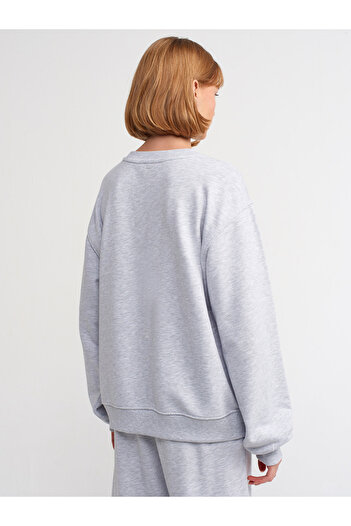 Dilvin 40146 Hanorac cu gât crew-Grey Melange