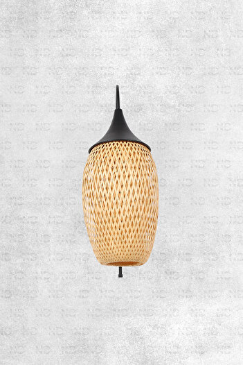 Naturel Home Boja Bambu Siyah Detay Aplik 23x37x60 Cm Iskandinav, Modern, Bohem, Rattan, Aydınlatma