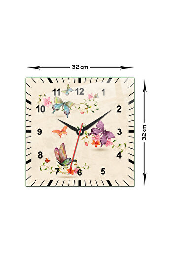 Decorita Glass Wall Clock |   Floral Patterned Cream Background |   32cm X 32cm