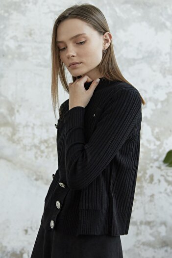 InStyle Κοντή ζακέτα Marine Buttoned - Μαύρη