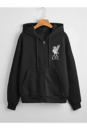 Deocept Μπουφάν φούτερ Unisx Lfc Never Walk με στάμπα υπερμεγέθης με φερμουάρ