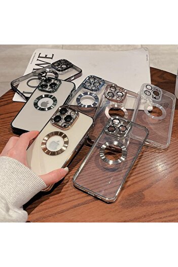 m.tk moveteck İphone 13 Pro Max Kılıf Tam Kamera Lens Korumalı Kenarları Renkli Arkası Şeffaf Logo'su Açık Delikli