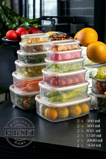 Citim Set of 12 Rectangular Sweet Storage Container Set - White Series