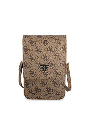 Guess Licensed Shoulder Bag 5-Chamber Strap Magnet Cover 4G Patterned Brown
