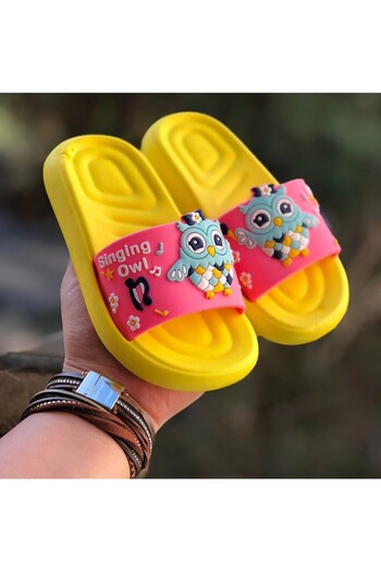 Pandalina Girl's Pool Beach Slippers Owl Figured Non-Slip Sole Light Slippers