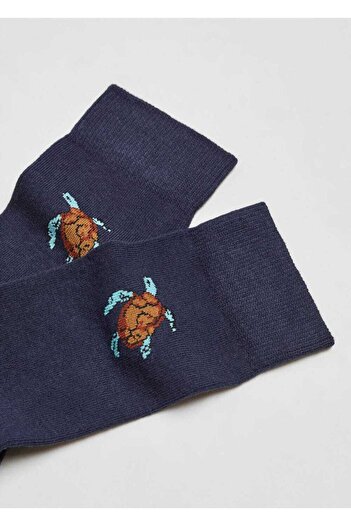 MANGO Man Animal Pattern Embroidered Cotton Socks
