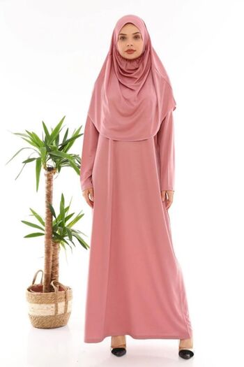 miss ledonna Dusty Rose One-Piece Practical Prayer Dress - with Headcover